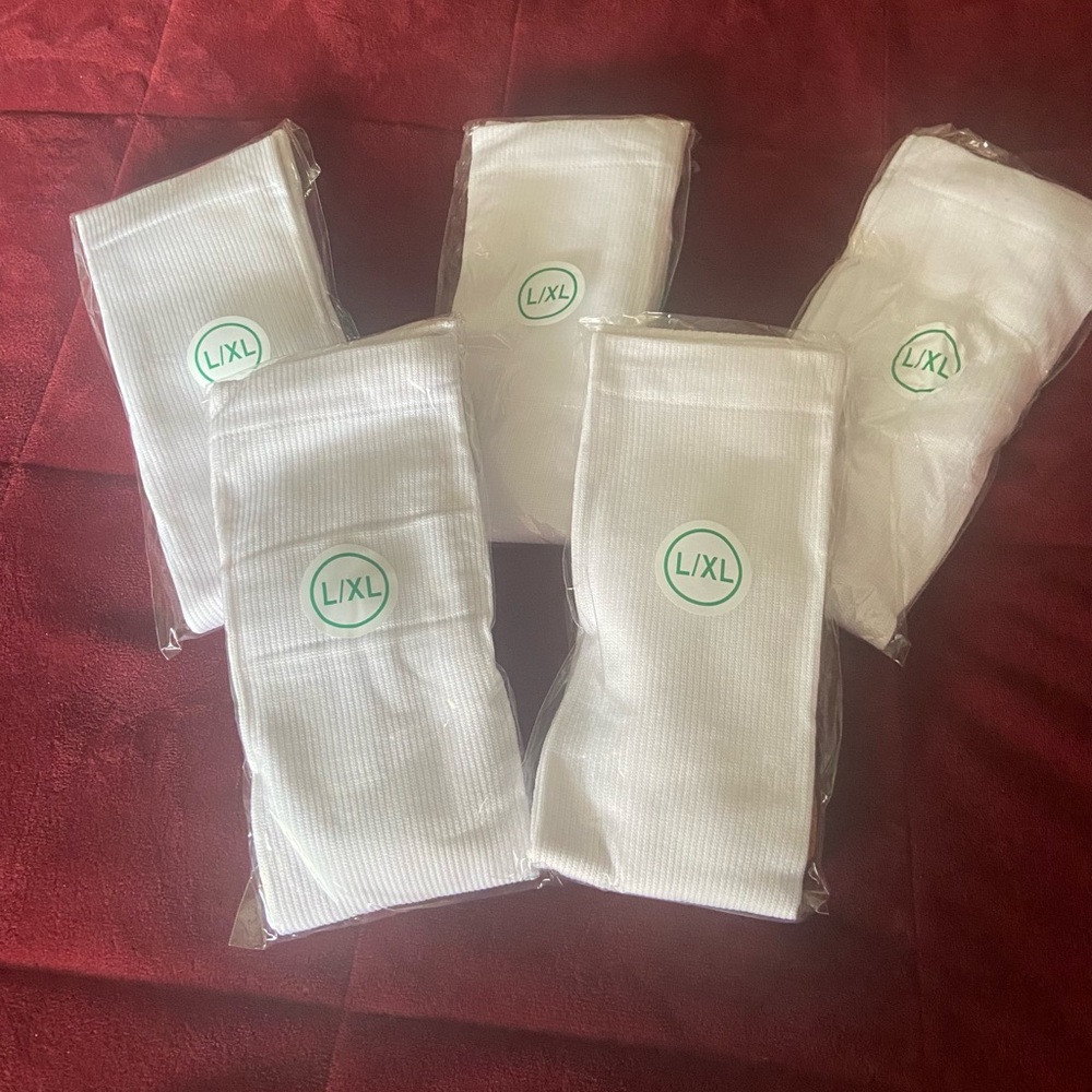 White Compression Knee-High Unisex Socks- Bundle of 5 pair  L/ XL  (15-20 mmHg) - Picture 6 of 6